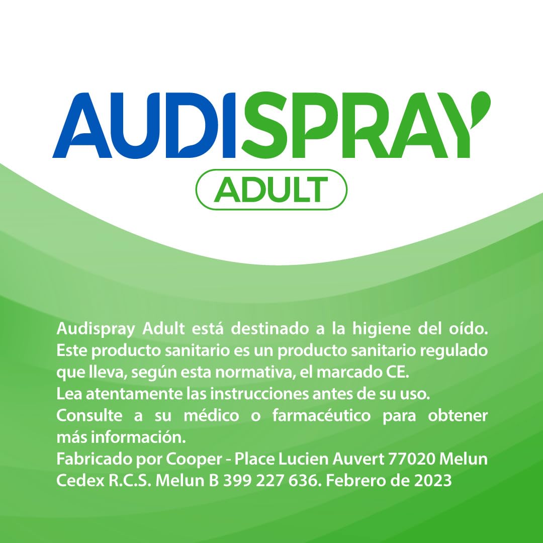 AUDISPRAY Adult para la higiene del oído diaria con 100% agua de mar purificada, Limpia y previene la formación de tapones de cera, 50 ml