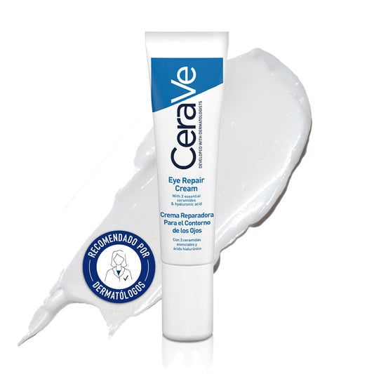 CeraVe Crema Reparadora Contorno de Ojos, Para Todo Tipo de Pieles, Reducción de Ojeras y Bolsas, Enriquecida con Ácido Hialurónico y Niacinamida, 14ml