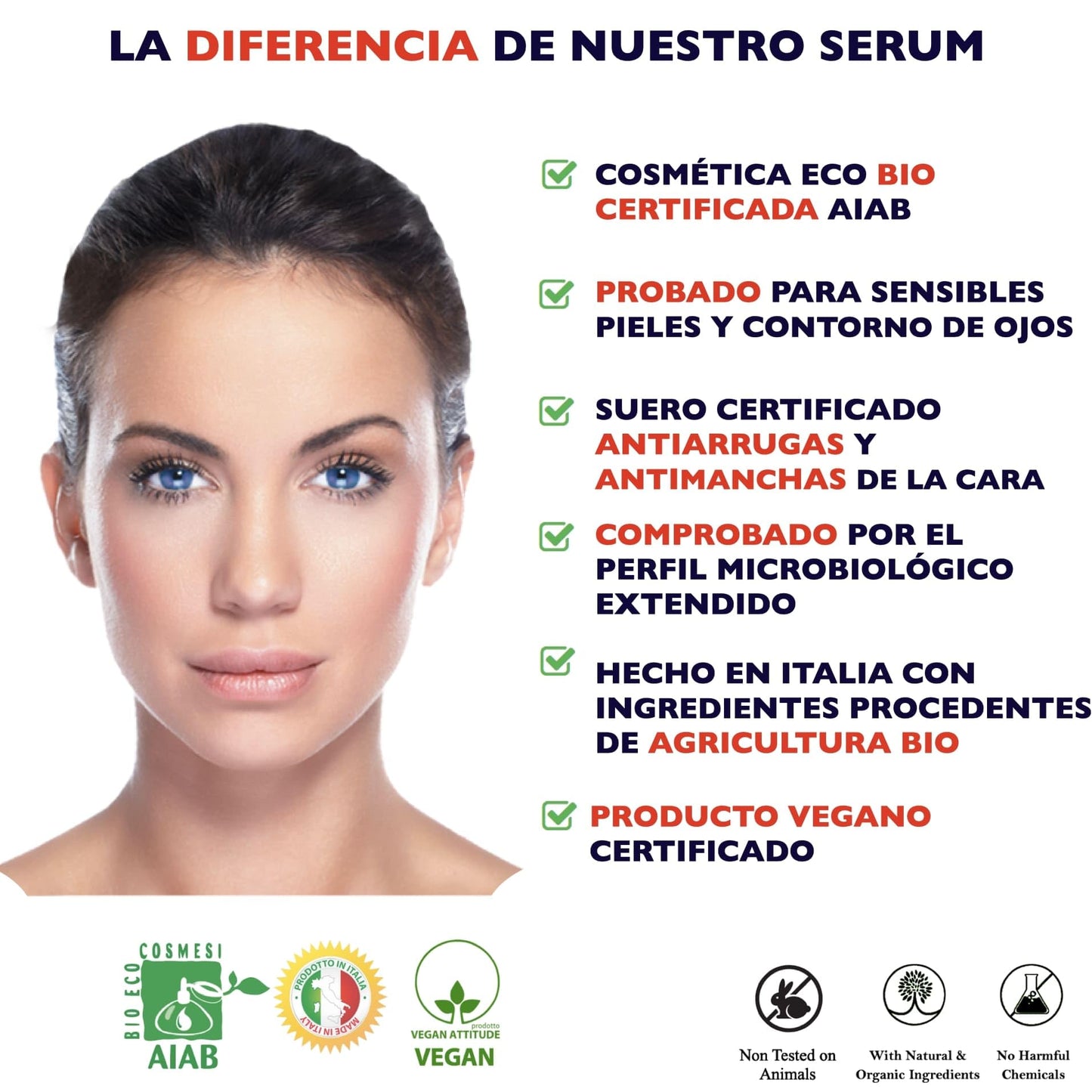 60ml. Bio Sérum Facial con Vitamina C, E y Ácido Hyalurónico. Suero Hidratante, Antiarrugas y Antimanchas para la Cara. Vegano/Organic. Crema Antiedad para Contorno de Ojos y Dermaroller